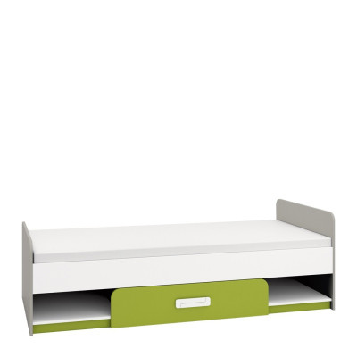 Lova 90x200 AIQ AQ12 pilka platina / balta / žalia-Lovos-Vaikų kambario baldai