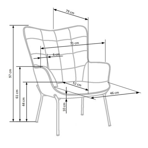 Fotelis CASTEL 2 (juodas)-Foteliai-Svetainės baldai