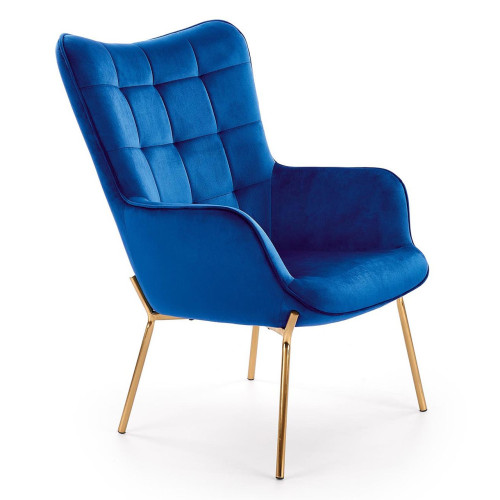Fotelis CASTEL 2 (mėlynas)-Foteliai-Svetainės baldai