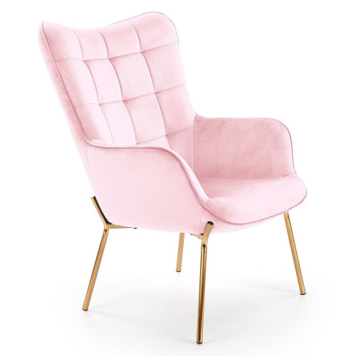 Fotelis CASTEL 2 (rožinis)-Foteliai-Svetainės baldai