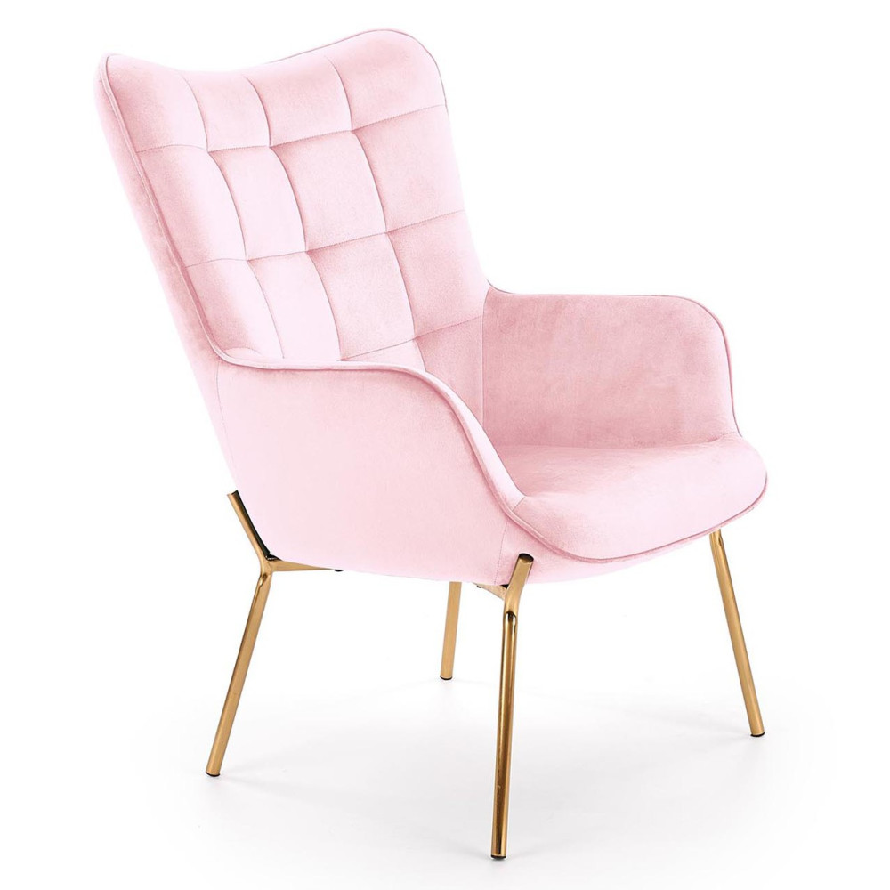 Fotelis CASTEL 2 (rožinis)-Foteliai-Svetainės baldai