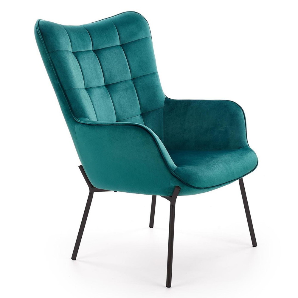 Fotelis CASTEL (žalias)-Foteliai-Svetainės baldai