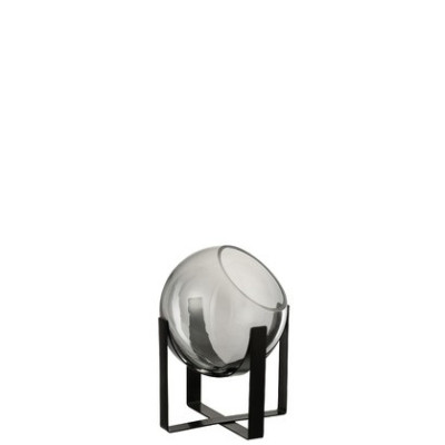 Vaza stiklinė apvali su stovu pilka S "Glard"-Vazos, vazonai-Interjero detalės