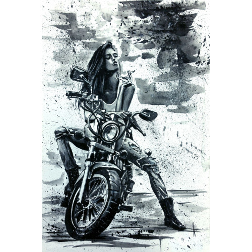Paveikslas "Mergina ant motociklo"-Paveikslai-Interjero detalės
