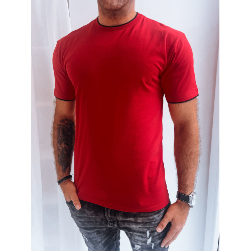 Raudoni vyriški marškinėliai Lonel-Vienspalviai marškinėliai-Marškinėliai