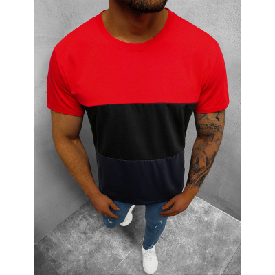 Vyriški raudoni-juodi marškinėliai Toler-Vienspalviai marškinėliai-Marškinėliai