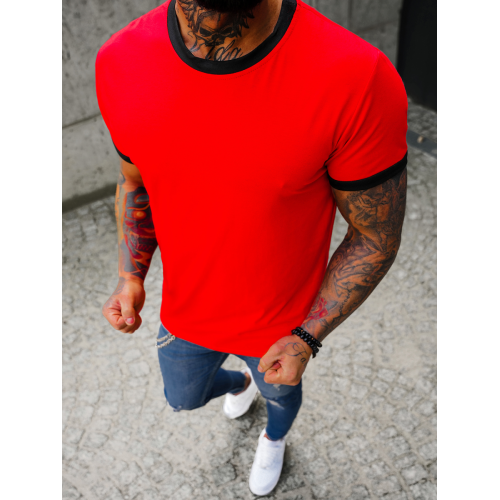 Vyriški raudoni marškinėliai Manter-Vienspalviai marškinėliai-Marškinėliai