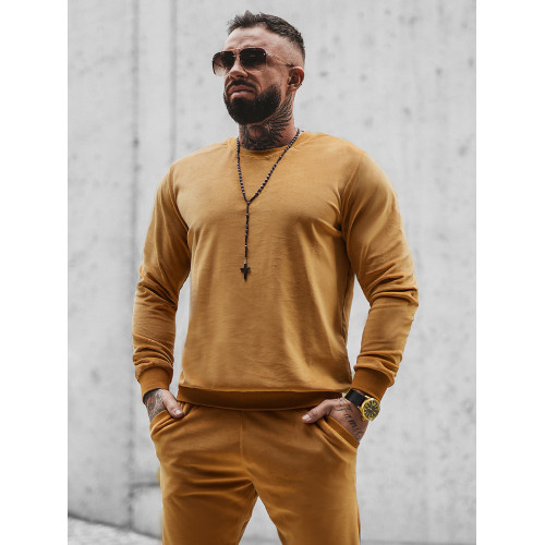 Veliūrinis vyriškas rudas laisvalaikio komplektas Kafil-Sportiniai kostiumai-Vyrams