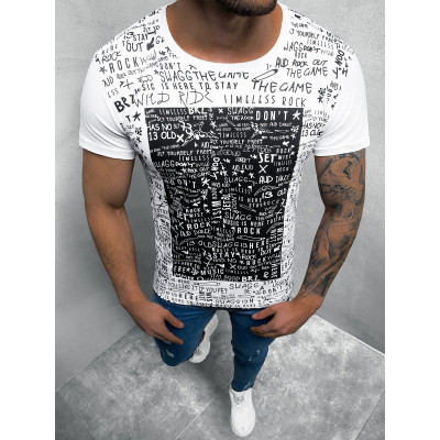 Vyriški baltos spalvos marškinėliai Game-Marškinėliai su užrašais-Marškinėliai