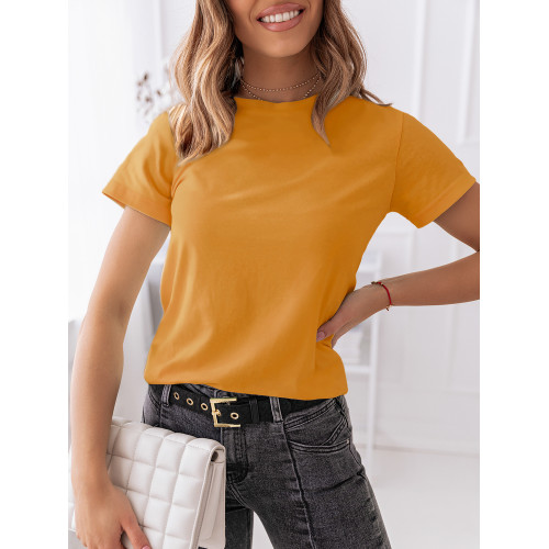 Moteriški tamsiai geltoni marškinėliai Susil-Vienspalviai marškinėliai-Marškinėliai