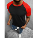 Vyriški juodi-raudoni marškinėliai Dilan-Vienspalviai marškinėliai-Marškinėliai