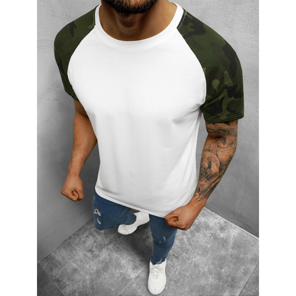 Vyriški balti-kamufliažiniai marškinėliai Dilan-Vienspalviai marškinėliai-Marškinėliai