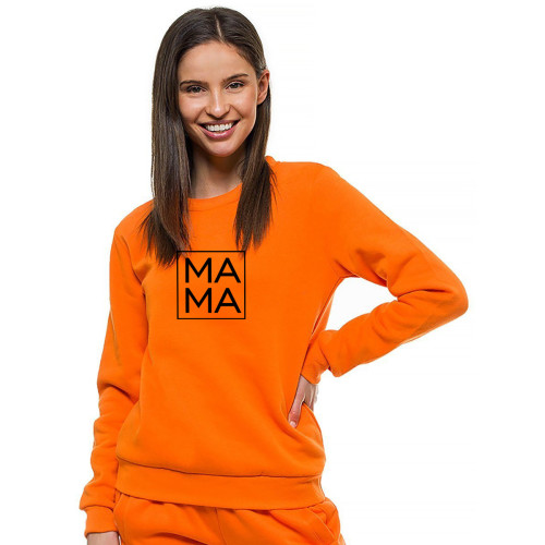 Moteriškas oranžinis džemperis MAMA-Vyriški džemperiai su spauda-Užrašai vyrams