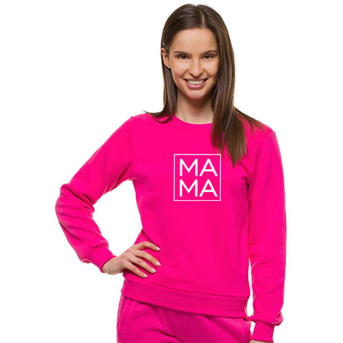 Moteriškas ryškiai rožinis džemperis MAMA-Stilingi užrašai-APRANGA, AKSESUARAI