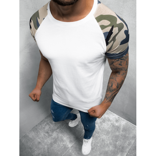 Balti/kamufliažiniai vyriški marškinėliai Dilan-Vienspalviai marškinėliai-Marškinėliai