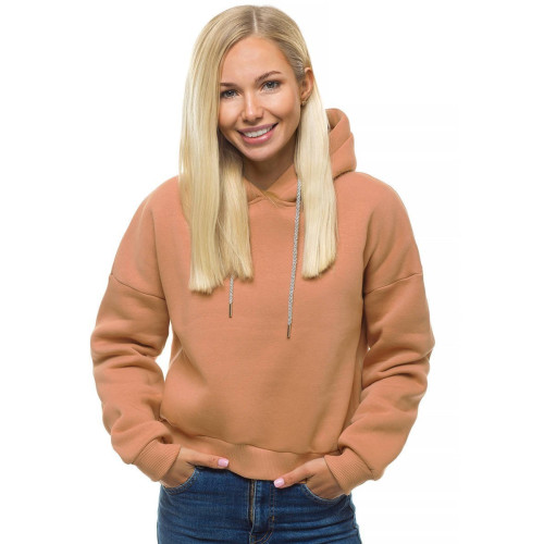 Rudas moteriškas džemperis Rema-Džemperiai su gobtuvu-Džemperiai