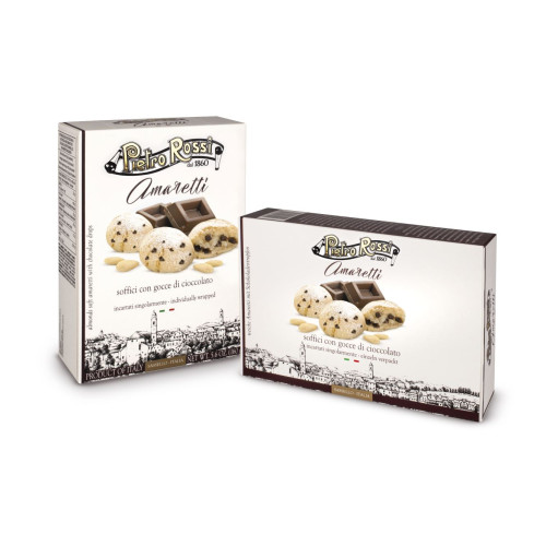 Sausainiai PIETRO ROSSI Premium Soft Amaretti, su šokolado gabaliukais, 160