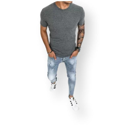 Vyriški tamsiai pilkos spalvos marškinėliai Daren-Vienspalviai marškinėliai-Marškinėliai