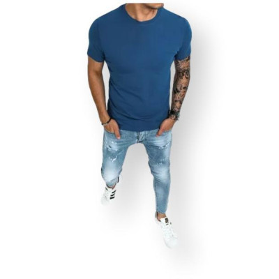 Vyriški mėlynos spalvos marškinėliai Daren-Vienspalviai marškinėliai-Marškinėliai
