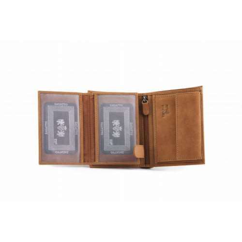 Vyriška piniginė iš natūralios odos Russell (ruda)-Aksesuarai vyrams-Aksesuarai