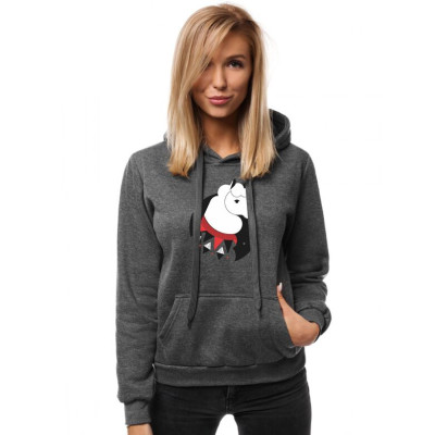 Tamsiai pilkas moteriškas džemperis su gobtuvu Llama-Vyriški džemperiai su spauda-Užrašai
