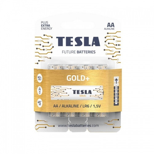 Baterijos Tesla AA Gold+ Alkaline LR06 2700 mAh (4 vnt) (12060420)-Elementai, baterijos-Smulki