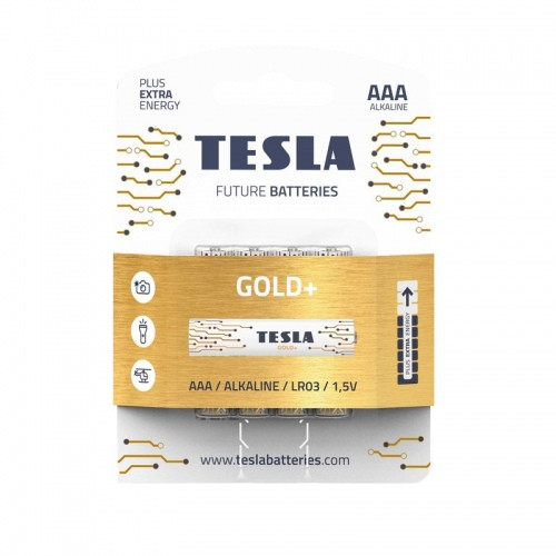 Baterijos Tesla AAA Gold+ Alkaline LR03 1250 mAh (4 vnt) (12030420)-Elementai
