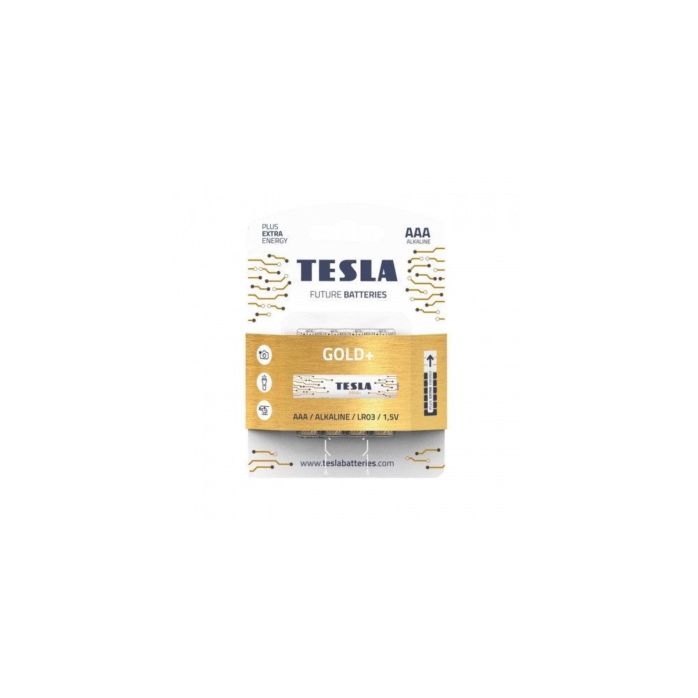 Baterijos Tesla AAA Gold+ Alkaline LR03 1250 mAh (4 vnt) (12030420)-Elementai