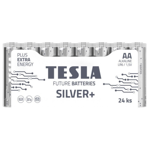 Baterijos Tesla AA Silver+ Alkaline LR06 2600 mAh (24 vnt)-Elementai, baterijos-Smulki