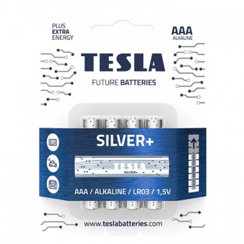 Baterijos Tesla AAA Silver+ Alkaline LR03 1150 mAh (4 vnt) (13030420)-Elementai