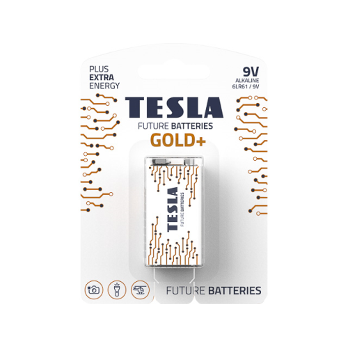 Baterija Tesla 9V Gold+ 6LR61 1 vnt. (12090121)-Elementai, baterijos-Smulki elektronika