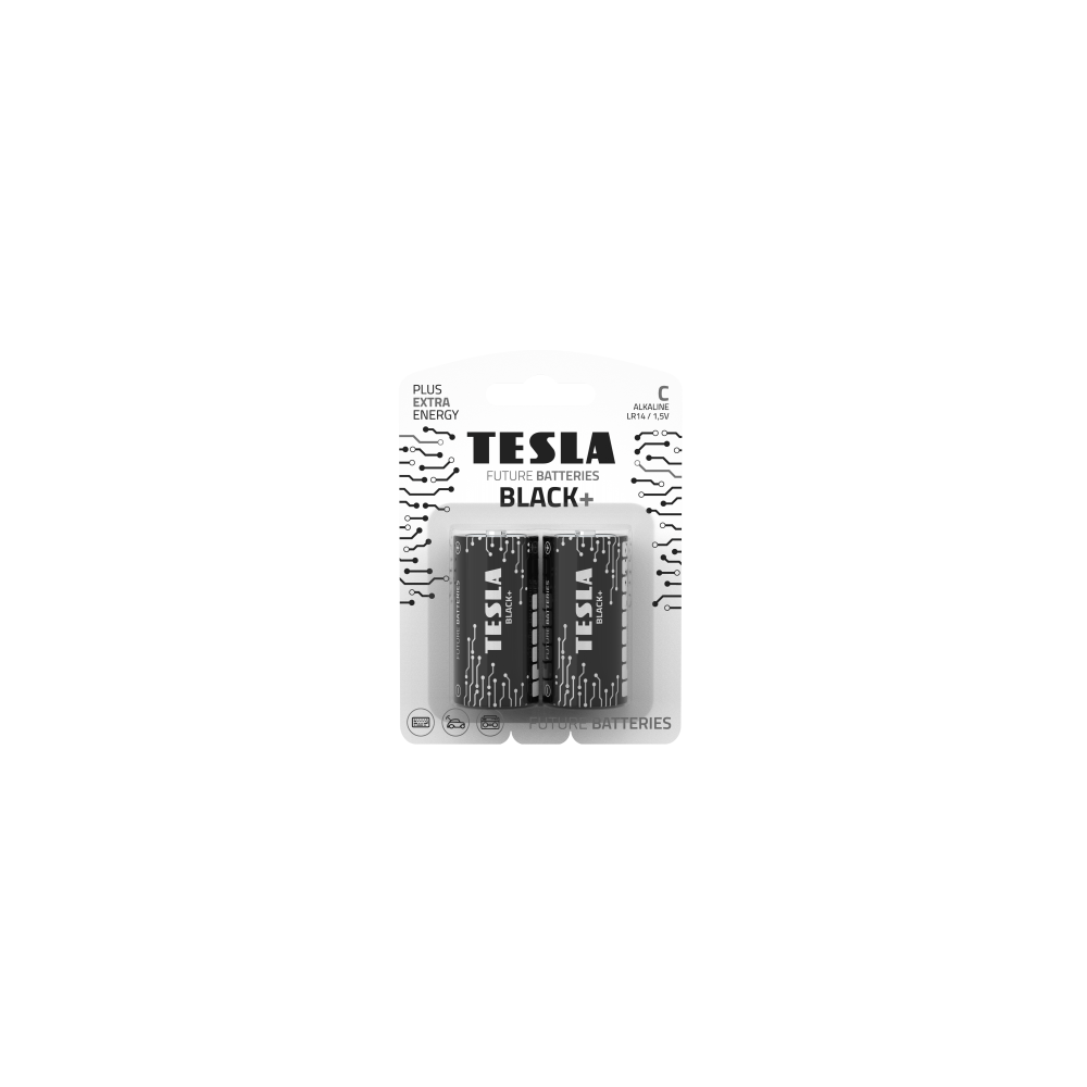 Baterijos Tesla C Black+ LR14 (2 vnt)-Elementai, baterijos-Smulki elektronika