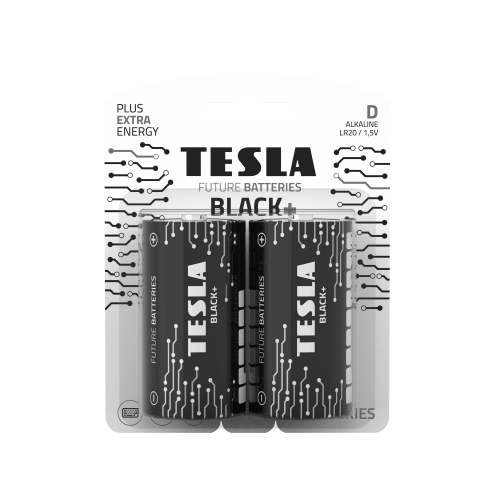 Baterijos Tesla D Black+ LR20 (2 vnt) (14200220)-Elementai, baterijos-Smulki elektronika