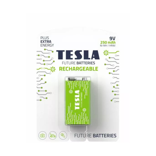 Baterija Tesla (16090121) įkraunama 9V GREEN+ RECHARGEABLE 9V / 6HR61 / NiMH 250