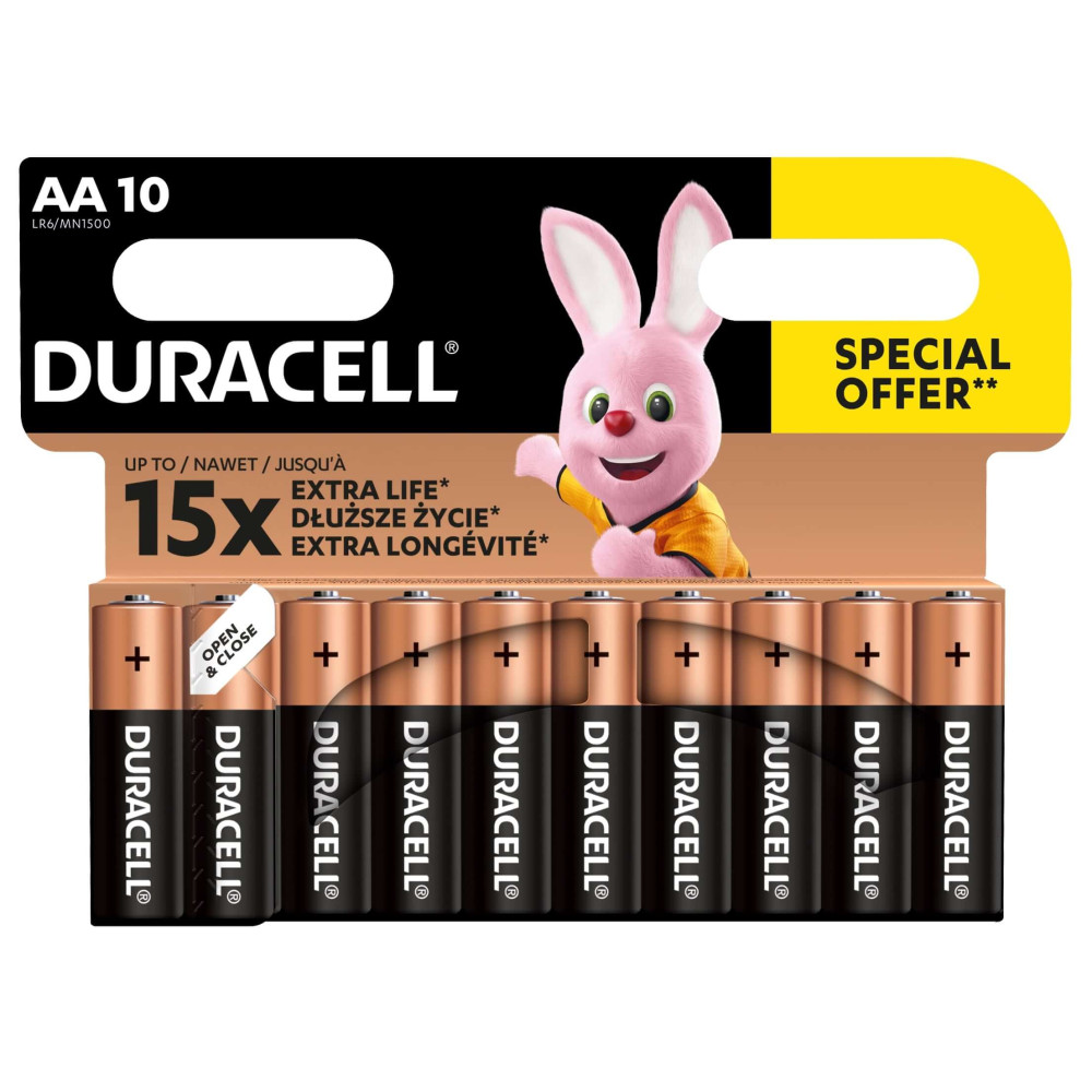 Baterijos DURACELL AA, 10 vnt-Baterijos AA, AAA-Elementai