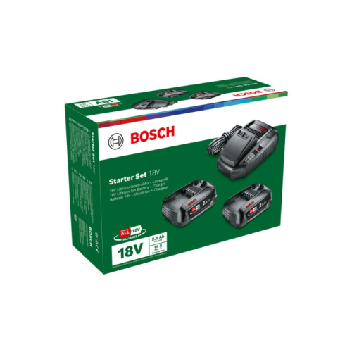 Akumuliatoriai su pakrovėju Bosch Starter Set AL1830 CV + 2x 18V 2,5Amp Batteries-Įrankių