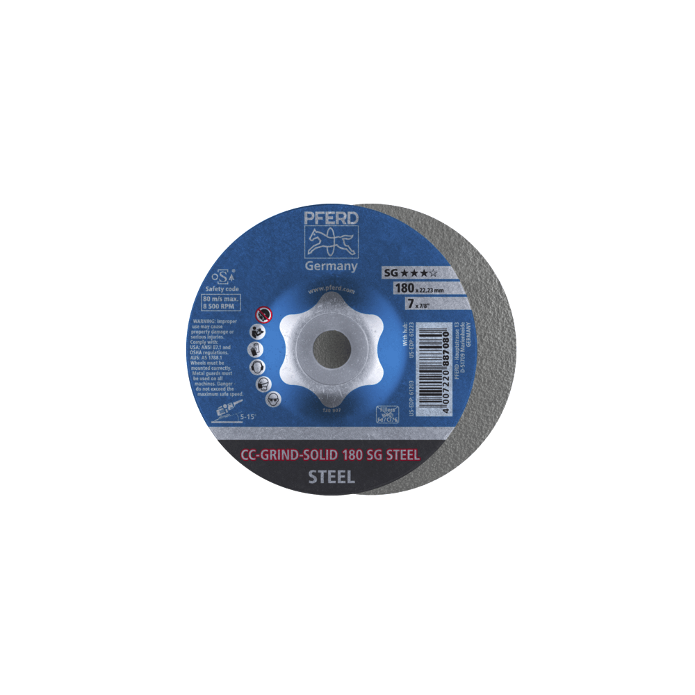 Šlifavimo diskas PFERD CC-GRIND-SOLID 180 SG-Steel-Metalo šlifavimo diskai-Abrazyvai