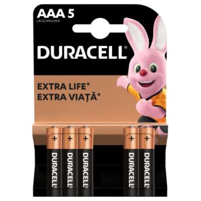Baterijos DURACELL AAA 5 vnt.-Baterijos AA, AAA-Elementai