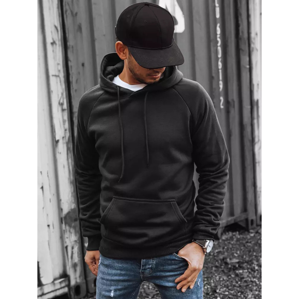Vyriškas juodas džemperis Ater-Džemperiai su gobtuvu-Vyriški džemperiai| Džemperiai