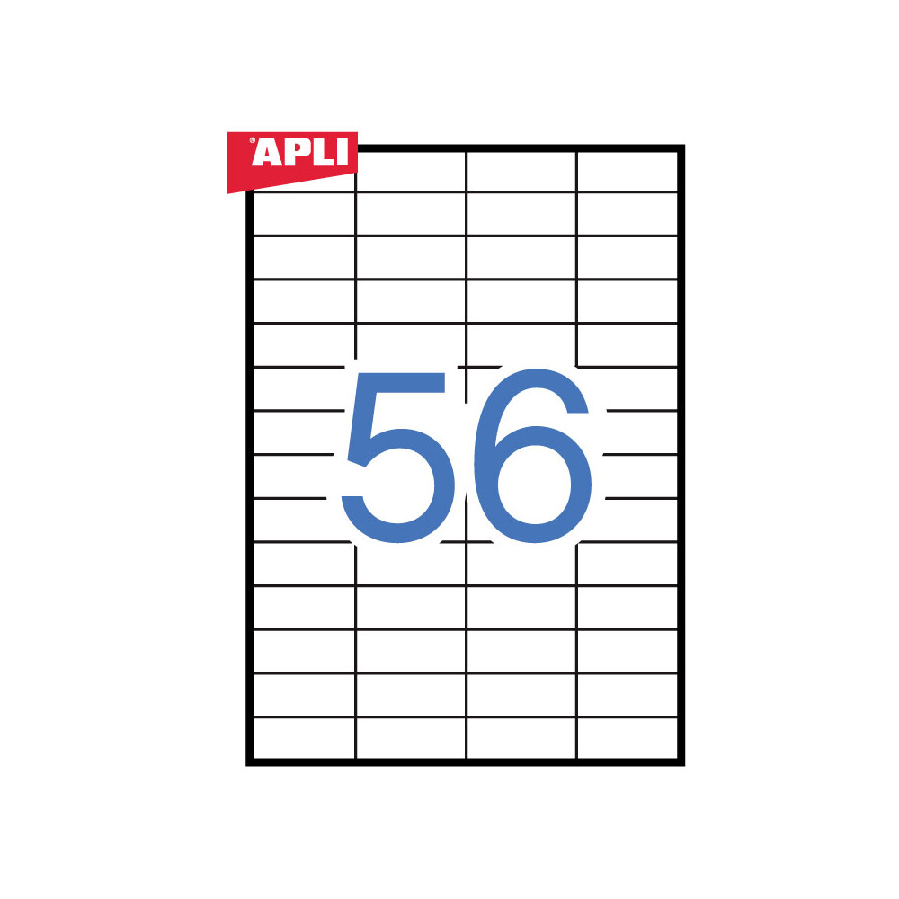 Lipnios etiketės APLI, 52,5 x 21,2 mm, A4, 56 lipdukai lape, 100 lapų, balta-Lipnios etiketės