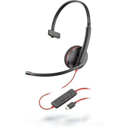 POLY Blackwire C3215 UC Mono Laidinės ausinės, USB-A, 3.5 mm jack, Juoda-Ausinės ir