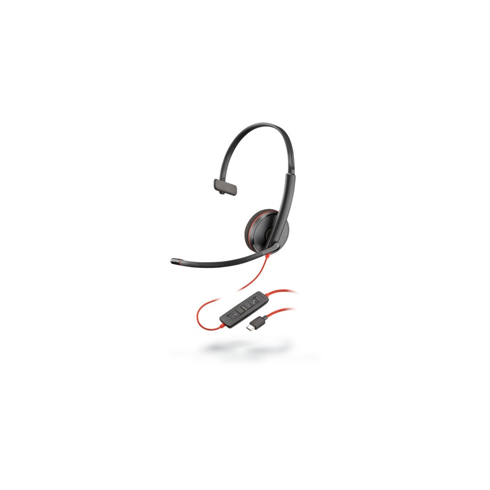 POLY Blackwire C3215 UC Mono Laidinės ausinės, USB-A, 3.5 mm jack, Juoda-Ausinės ir