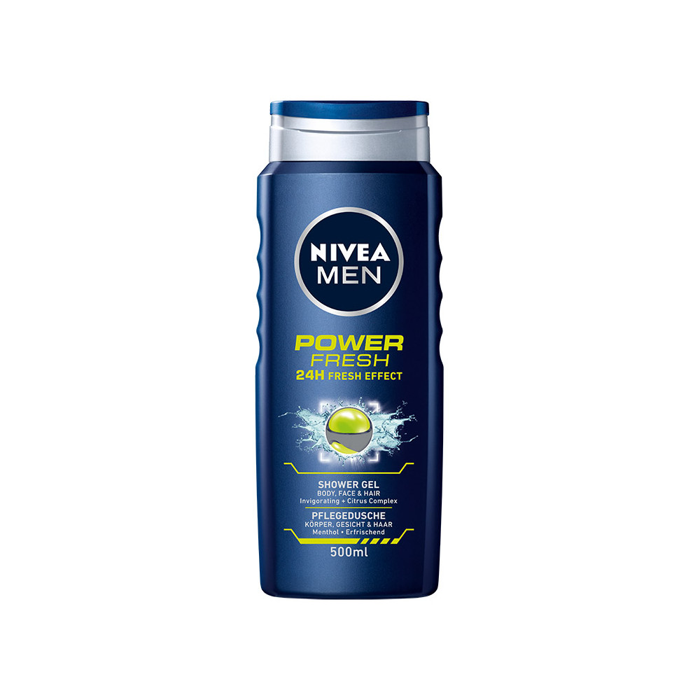 Dušo želė NIVEA Men, Power Fresh, 500 ml-Dušo želė-Kūno priežiūros priemonės