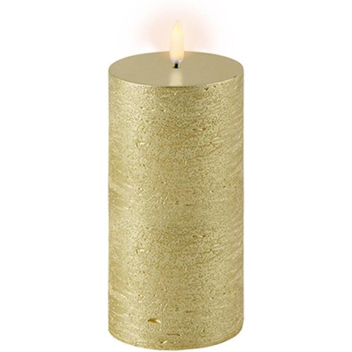LED ŽVAKĖ UYUNI Metallic gold, Rustic, 7,8x15 cm-Žvakės ir žvakidės-Interjero detalės