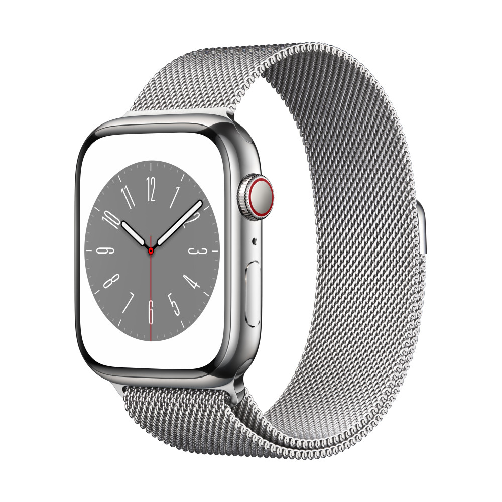 Išmanusis laikrodis Apple Watch Series 8 GPS + Cellular 45mm Silver Stainless Steel Case with
