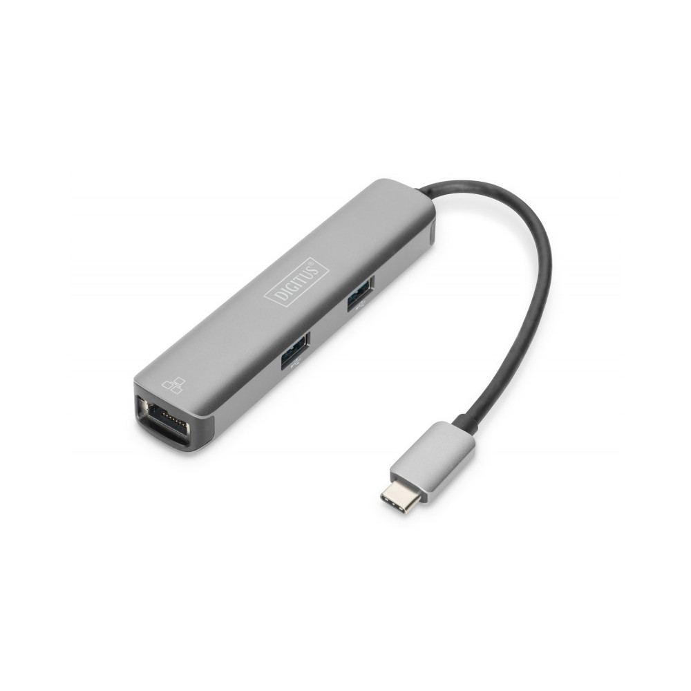 Adapteris Digitus USB-C Adapter to HDMI Socket / RJ45 Socket / USB-A Socket-Kompiuteriniai