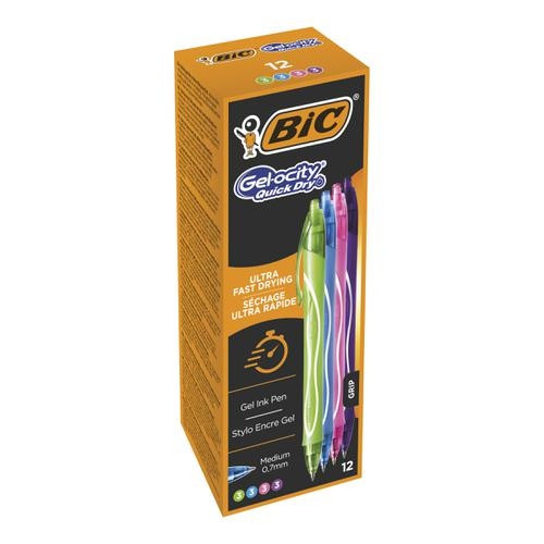 Bic Gelinis rašiklis Gel-Ocity Quick Dry, įvairių spalvų, pakuotėje 12 vnt.-Rašikliai-Rašymo