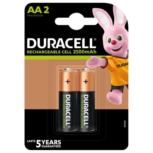 Įkraunamos baterijos DURACELL AA/HR6, 2500 mAh, 2 vnt.-Baterijos AA, AAA-Elementai