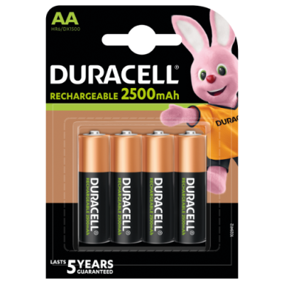 Įkraunamos baterijos DURACELL AA 2500 mAh, 4 vnt-Baterijos AA, AAA-Elementai
