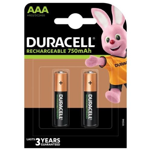 Įkraunamos baterijos DURACELL AAA 750 mAh, 2 vnt-Baterijos AA, AAA-Elementai